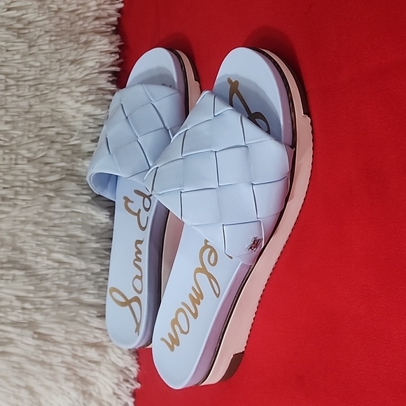 Sam Edelman Adaley Sky Blue Woven Slide Sandals - Picture 1 of 9